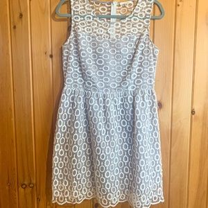 Tea N Rose Mesh Yoke Lace Eyelet Dress